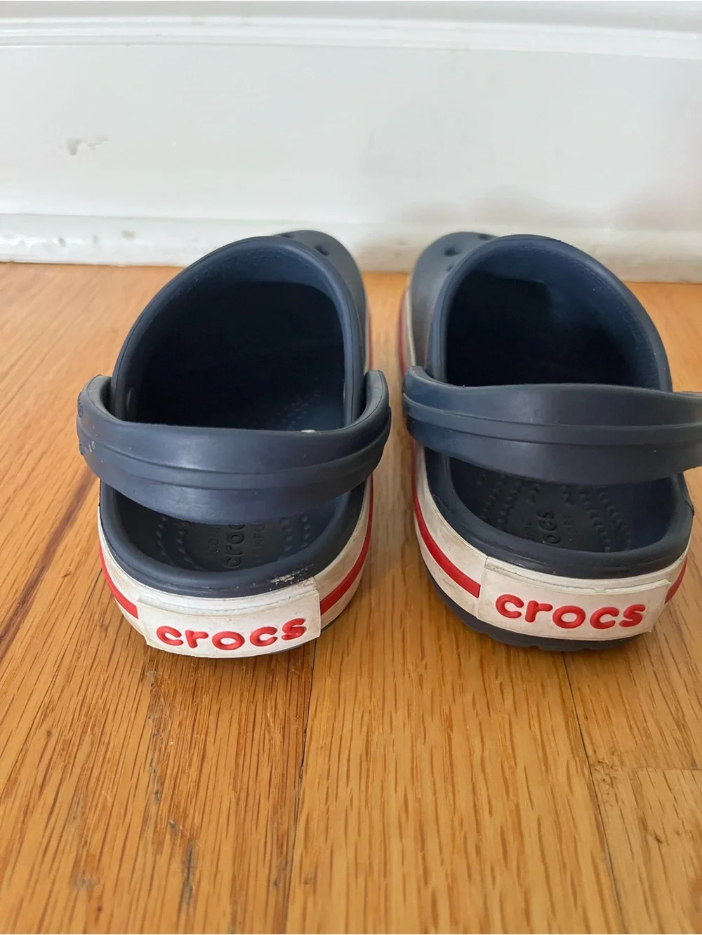 CROCS Kids Navy Clog with Red and White Trim